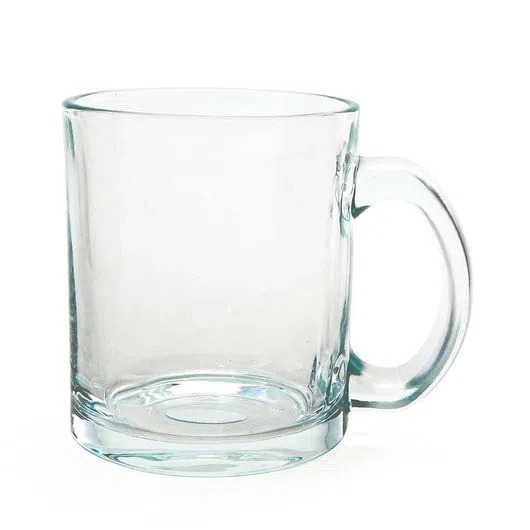 Caneca de Vidro Transparente - escolha a estampa
